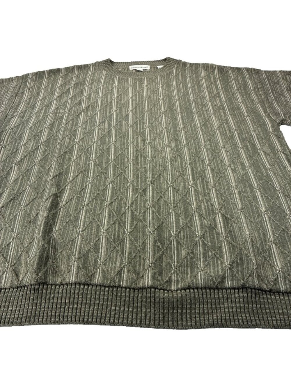 Pronto Uomo Vintage Men Size M Olive Green Heathered Cable Knit Sweater Top USA